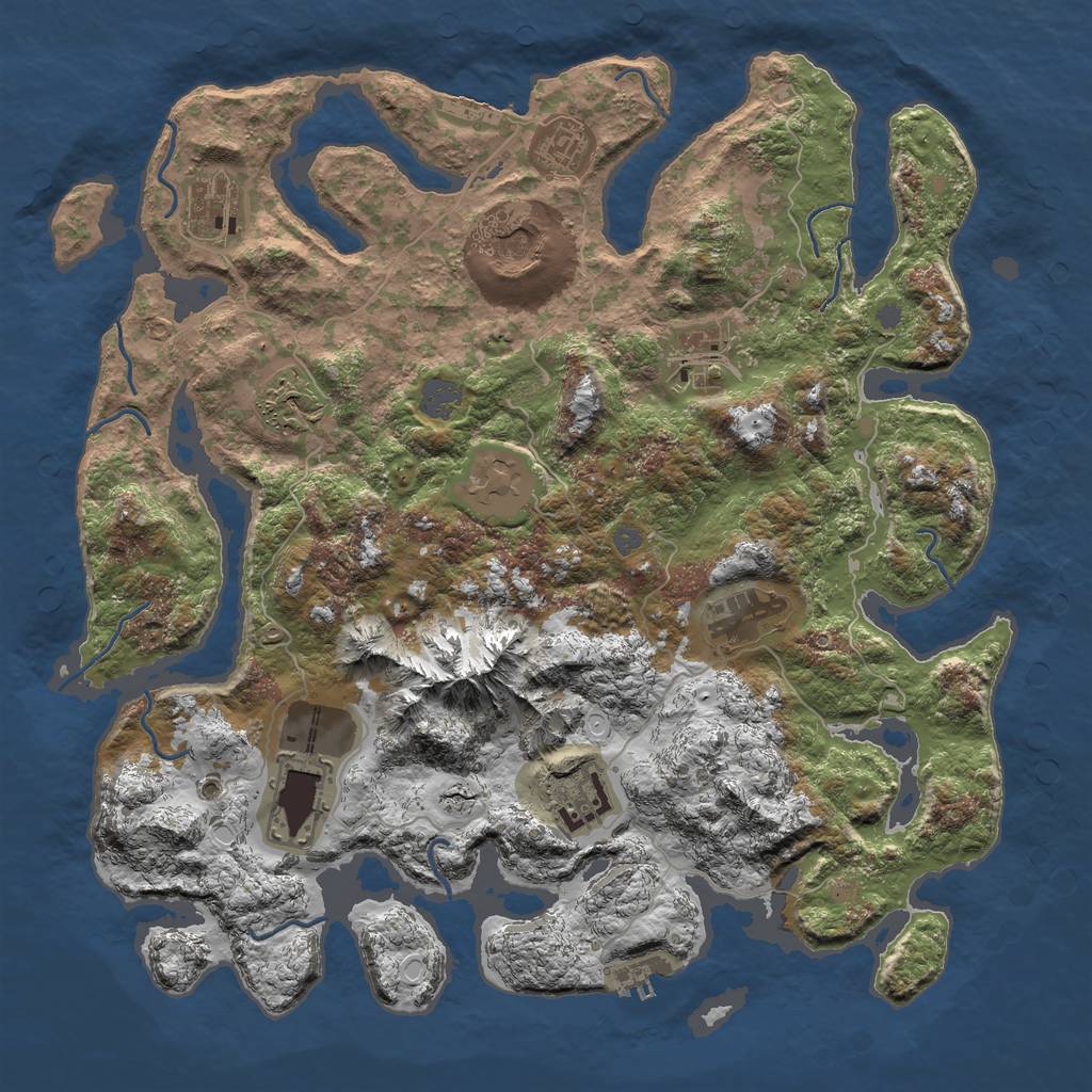 Rust Map: Procedural Map, Size: 4000, Seed: 779744, 16 Monuments