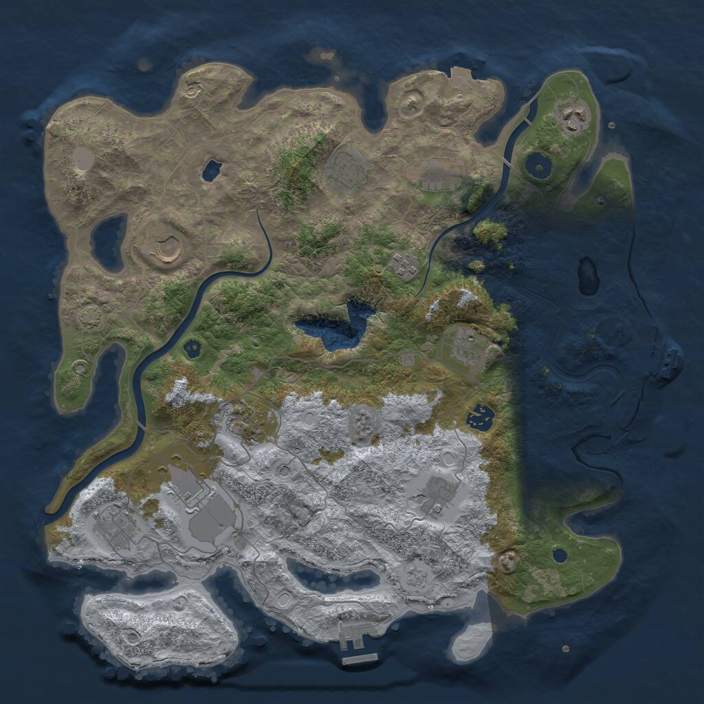 Rust Map: Procedural Map, Size: 4000, Seed: 779744, 17 Monuments