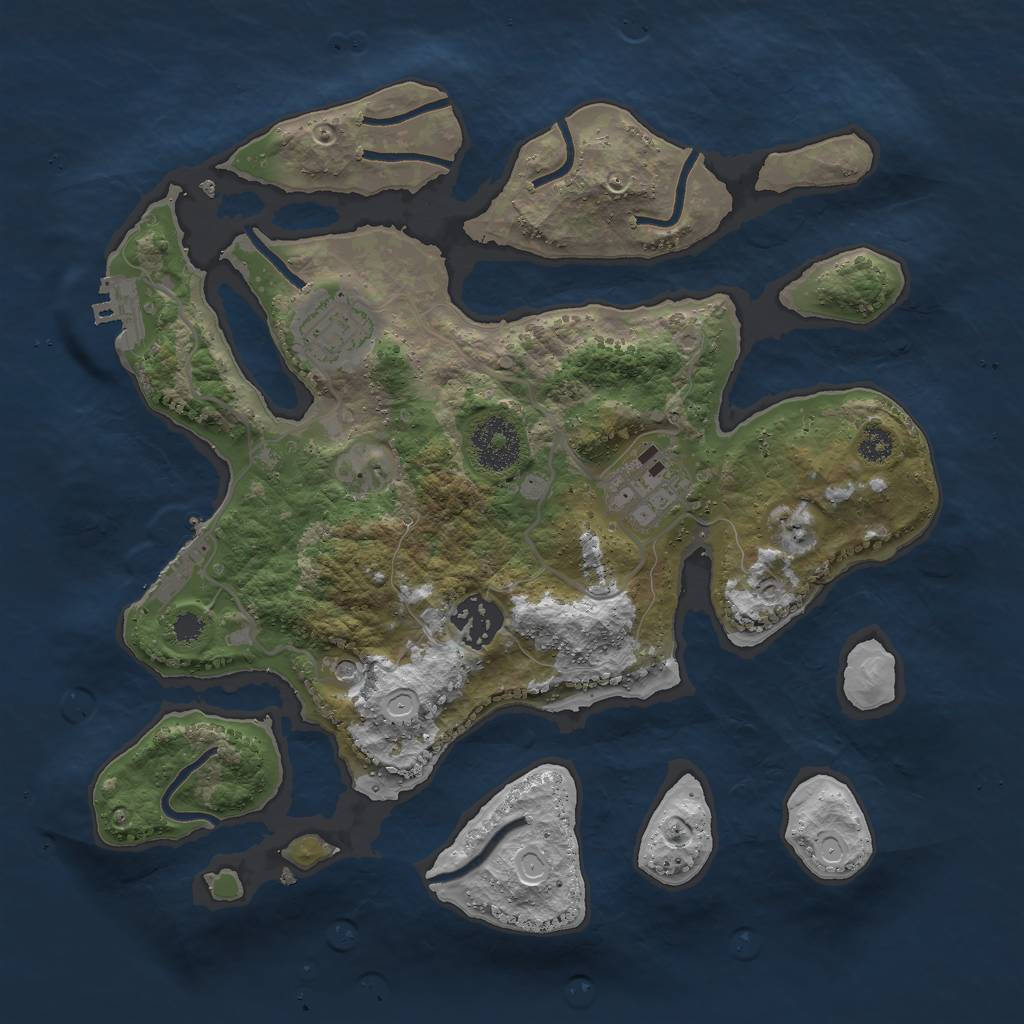 Rust Map: Procedural Map, Size: 3000, Seed: 8675, 14 Monuments