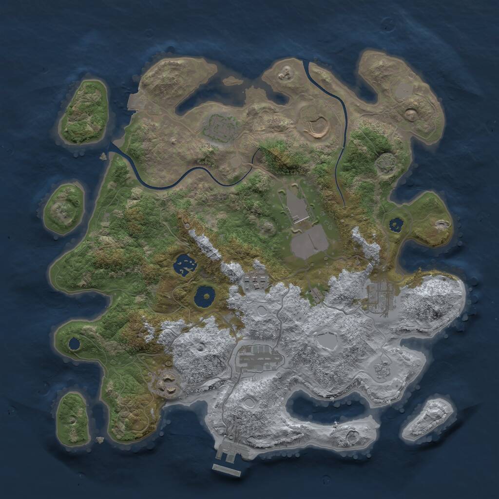 Rust Map: Procedural Map, Size: 3500, Seed: 1018, 12 Monuments