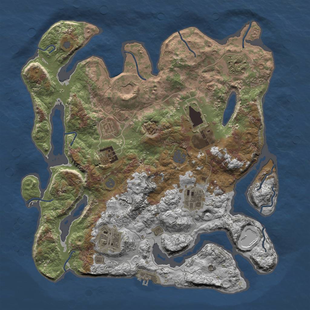 Rust Map: Procedural Map, Size: 3500, Seed: 1018, 13 Monuments