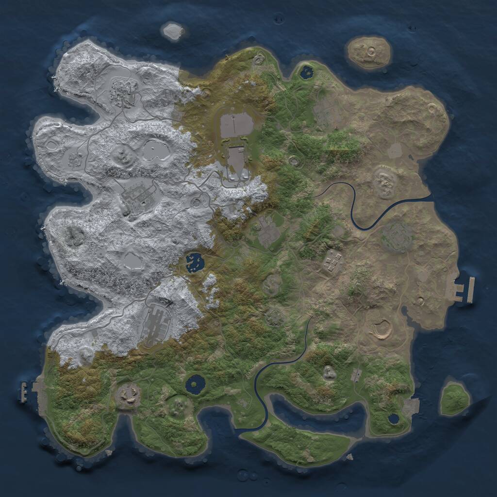 Rust Map: Procedural Map, Size: 3850, Seed: 18402, 17 Monuments