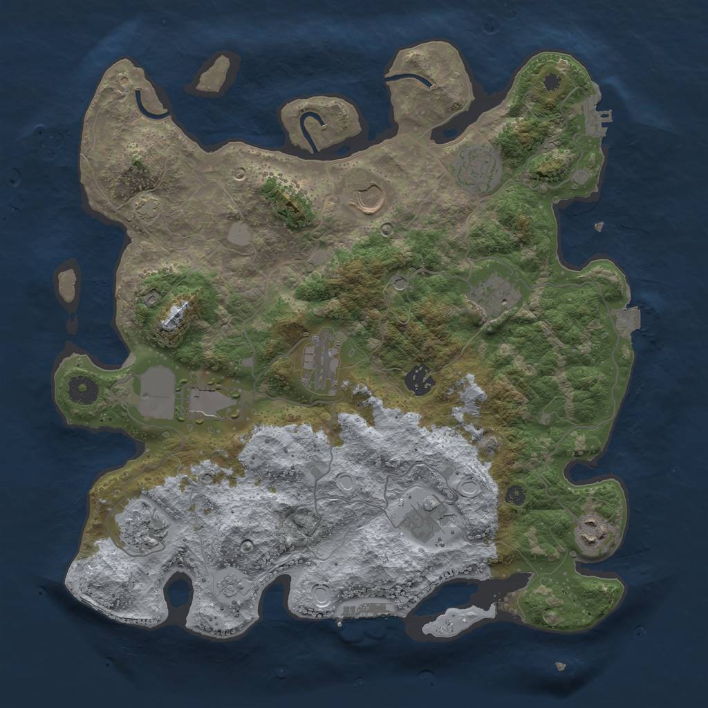 Rust Map: Procedural Map, Size: 3600, Seed: 11071247, 17 Monuments