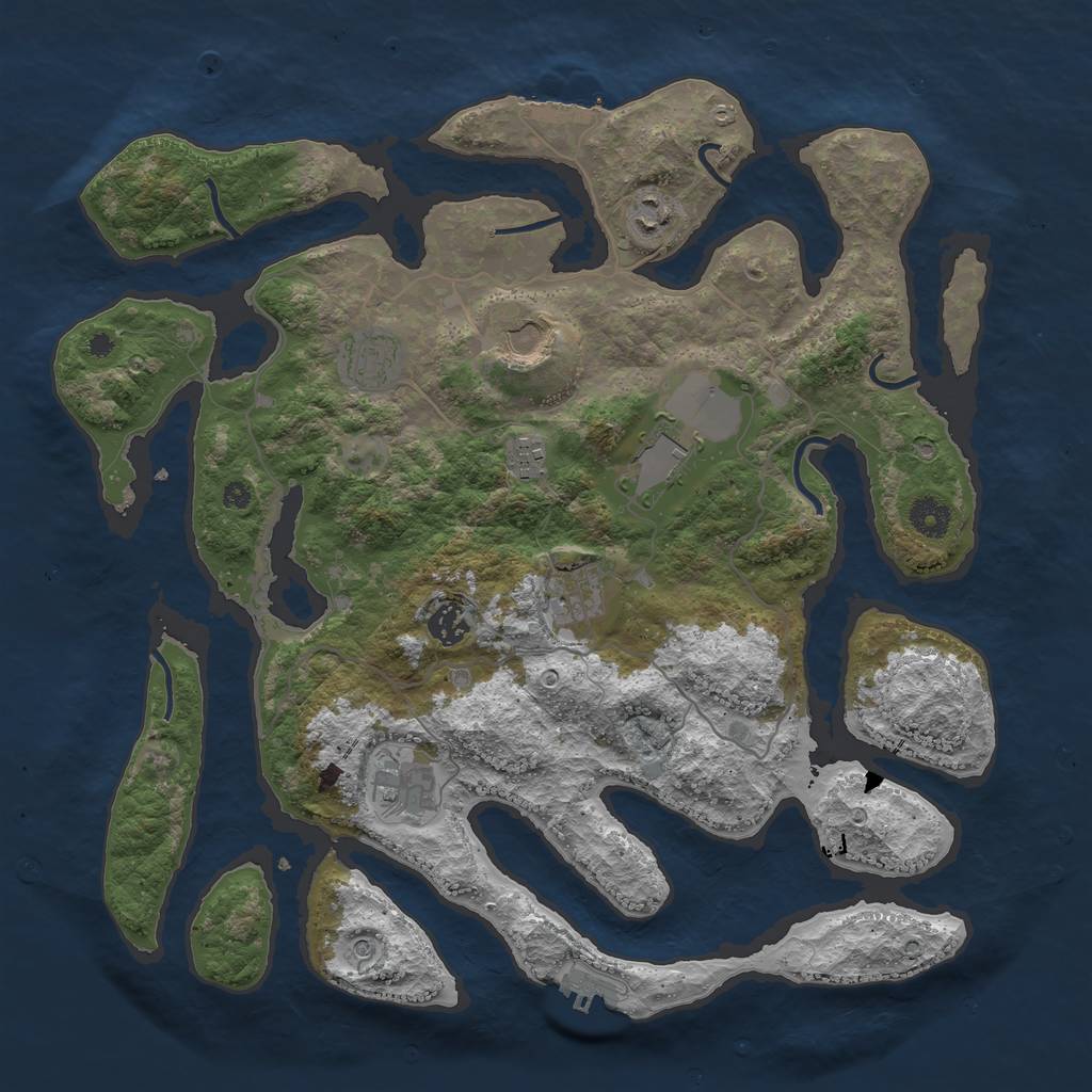 Rust Map: Procedural Map, Size: 4000, Seed: 8354997, 13 Monuments