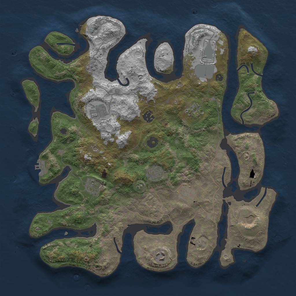 Rust Map: Procedural Map, Size: 4000, Seed: 34727, 17 Monuments