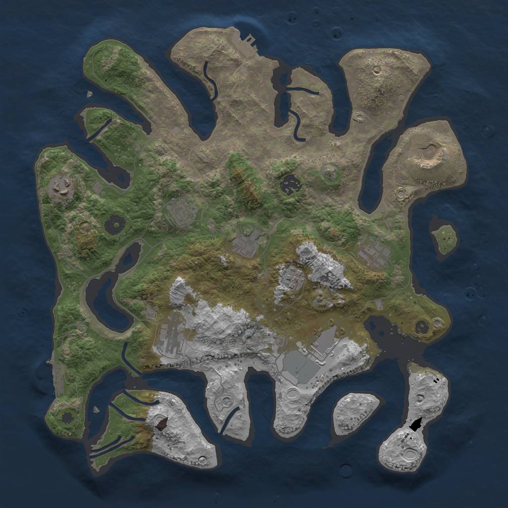 Rust Map: Procedural Map, Size: 3800, Seed: 50, 17 Monuments