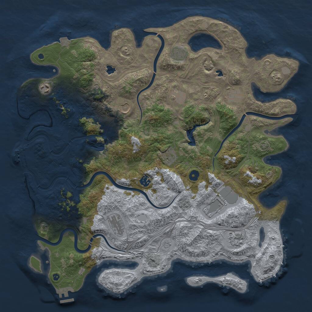 Rust Map: Procedural Map, Size: 4500, Seed: 65345, 17 Monuments