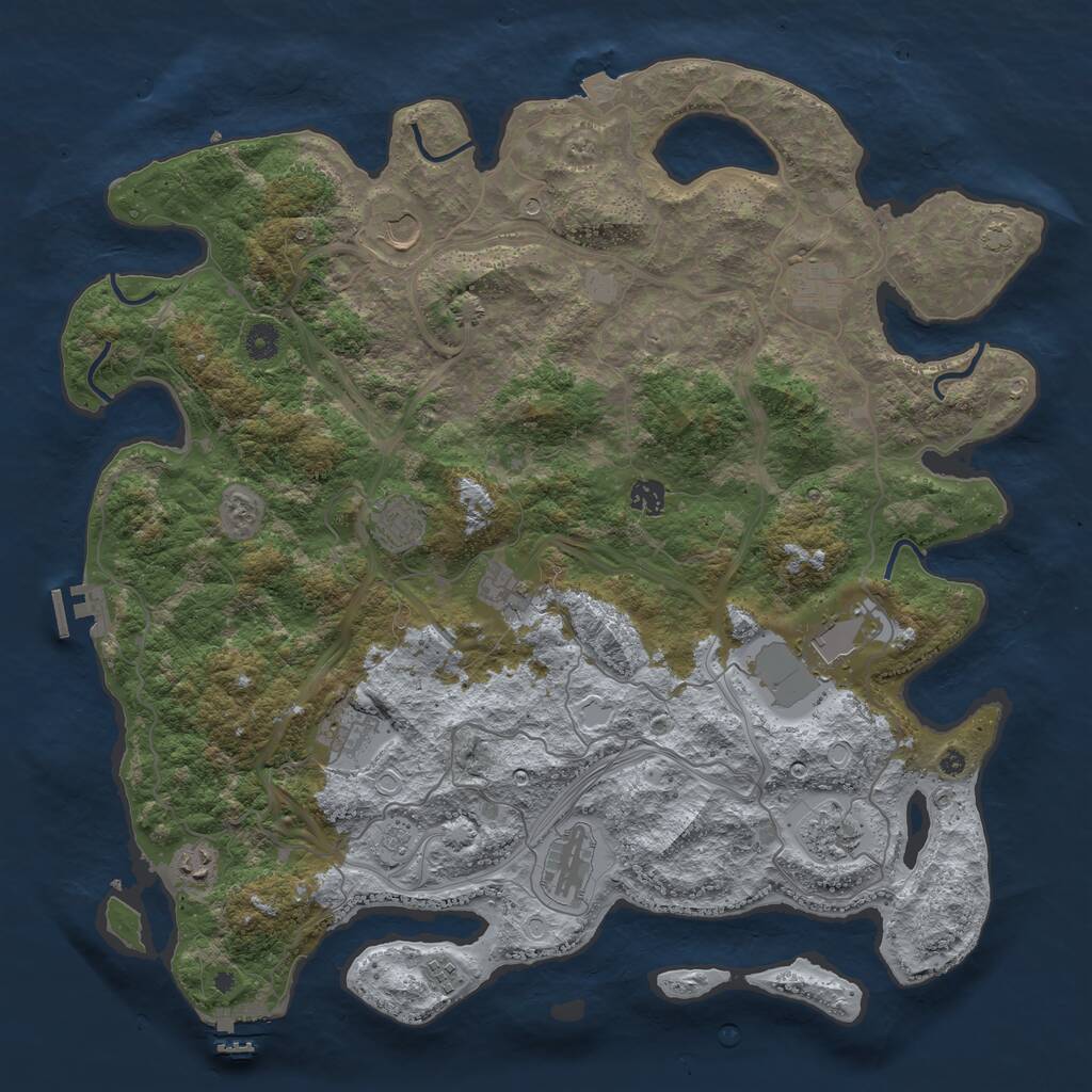 Rust Map: Procedural Map, Size: 4500, Seed: 65345, 17 Monuments