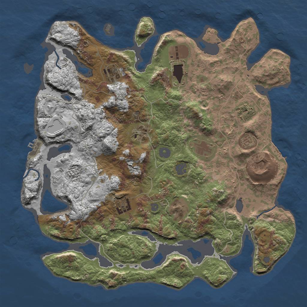 Rust Map: Procedural Map, Size: 4000, Seed: 746, 16 Monuments