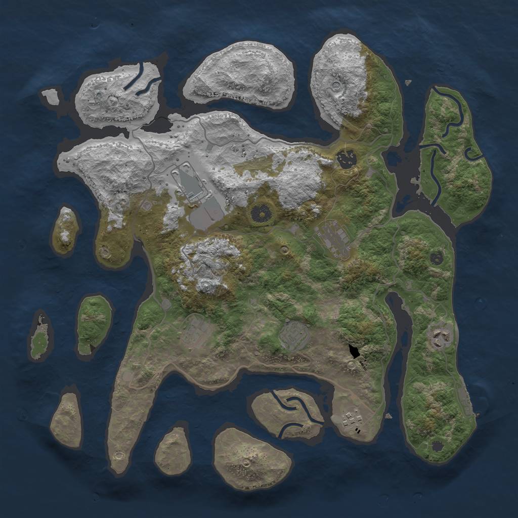 Rust Map: Procedural Map, Size: 4000, Seed: 456256730, 11 Monuments