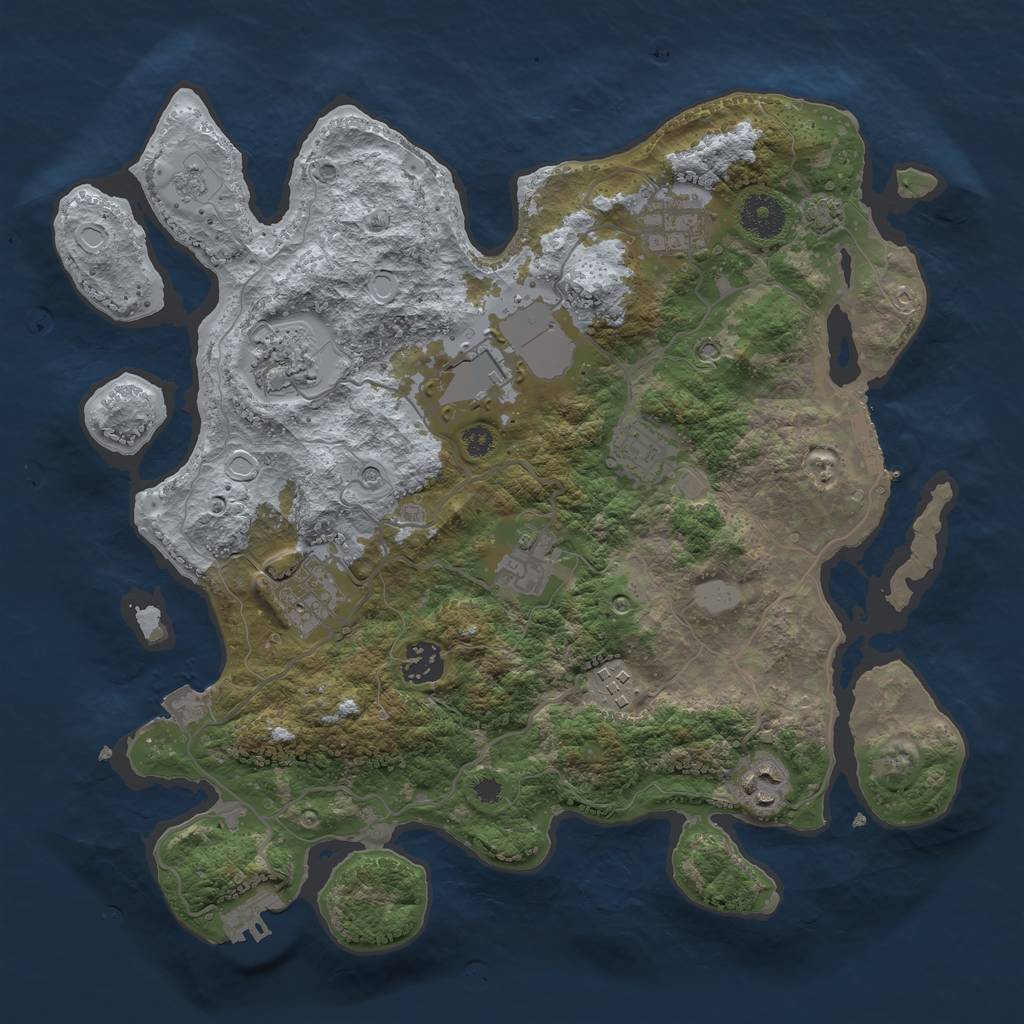 Rust Map: Procedural Map, Size: 3500, Seed: 1382, 17 Monuments