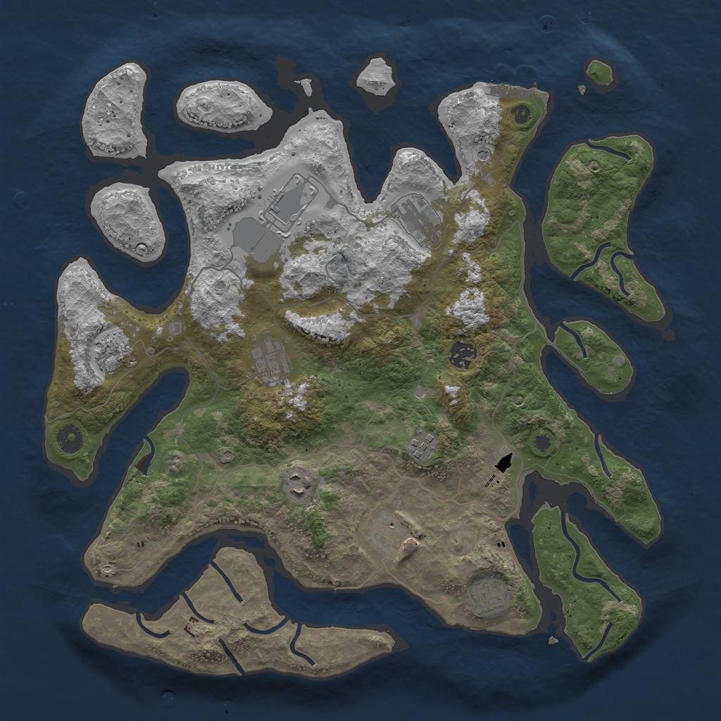 Rust Map: Procedural Map, Size: 4000, Seed: 1253431644, 13 Monuments