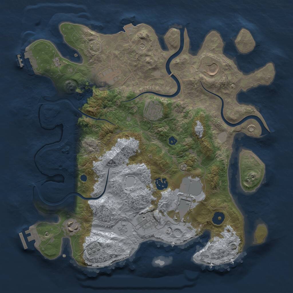 Rust Map: Procedural Map, Size: 3500, Seed: 7666, 14 Monuments