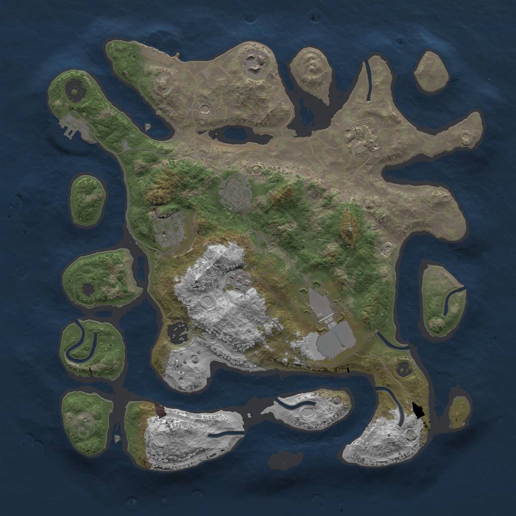 Rust Map: Procedural Map, Size: 3500, Seed: 7666, 15 Monuments