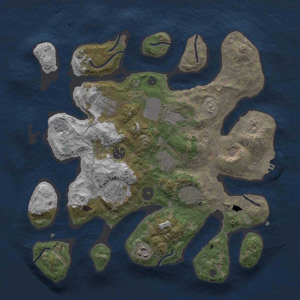 Rust Map: Procedural Map, Size: 3500, Seed: 101782707, 13 Monuments