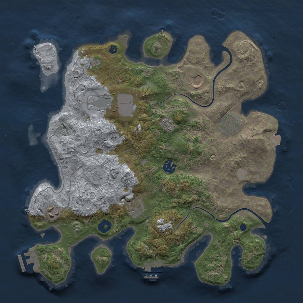 Rust Map: Procedural Map, Size: 3500, Seed: 101782707, 13 Monuments