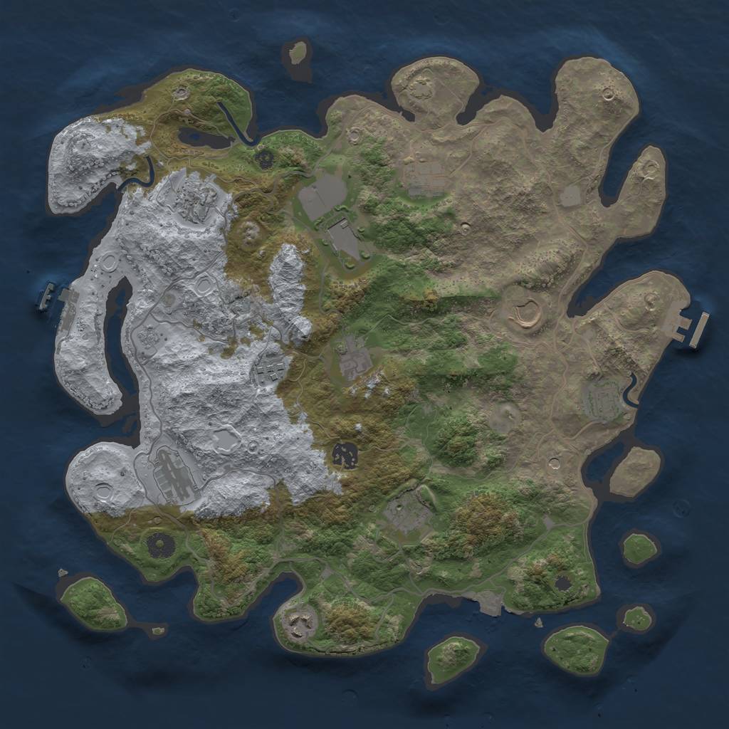 Rust Map: Procedural Map, Size: 4000, Seed: 54255113, 19 Monuments