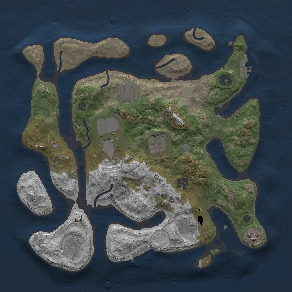 Rust Map: Procedural Map, Size: 3500, Seed: 689777, 14 Monuments