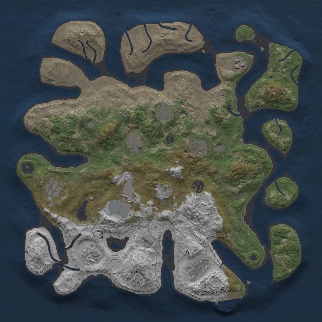 Rust Map: Procedural Map, Size: 4000, Seed: 53232, 17 Monuments