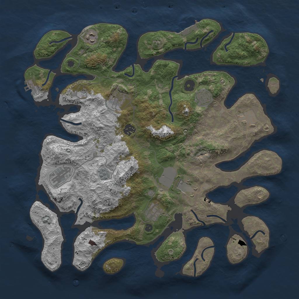 Rust Map: Procedural Map, Size: 3999, Seed: 7456, 20 Monuments