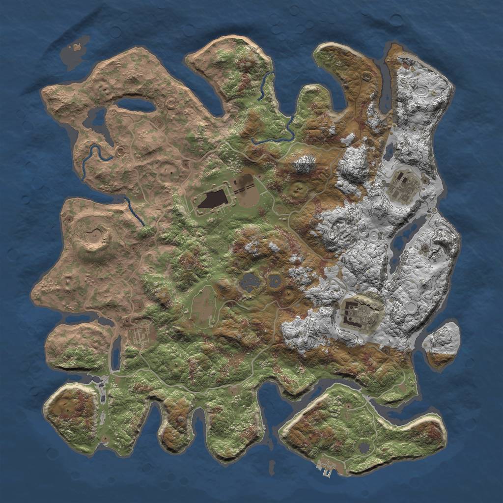 Rust Map: Procedural Map, Size: 4000, Seed: 90210, 12 Monuments