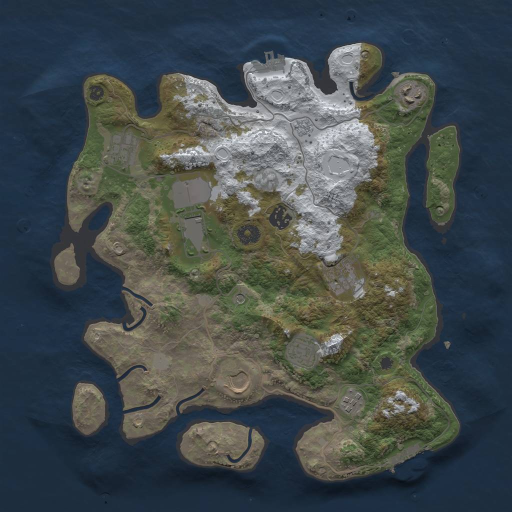 Rust Map: Procedural Map, Size: 3500, Seed: 4574, 17 Monuments