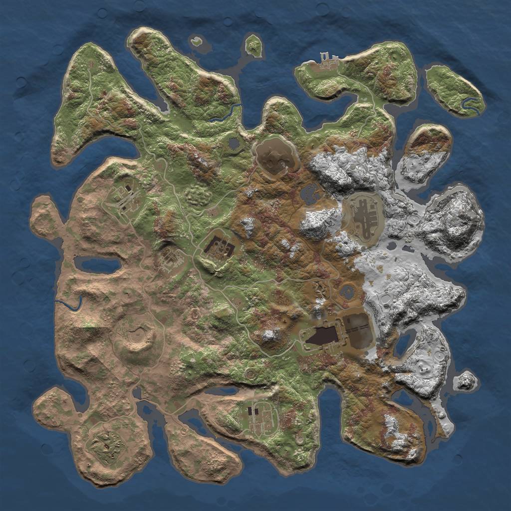 Rust Map: Procedural Map, Size: 3800, Seed: 4543082, 15 Monuments