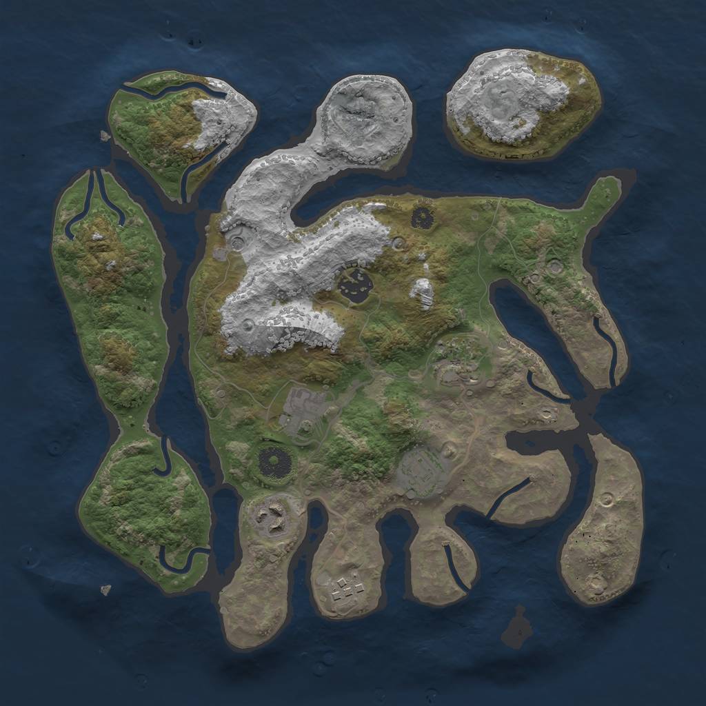 Rust Map: Procedural Map, Size: 3250, Seed: 82223, 9 Monuments