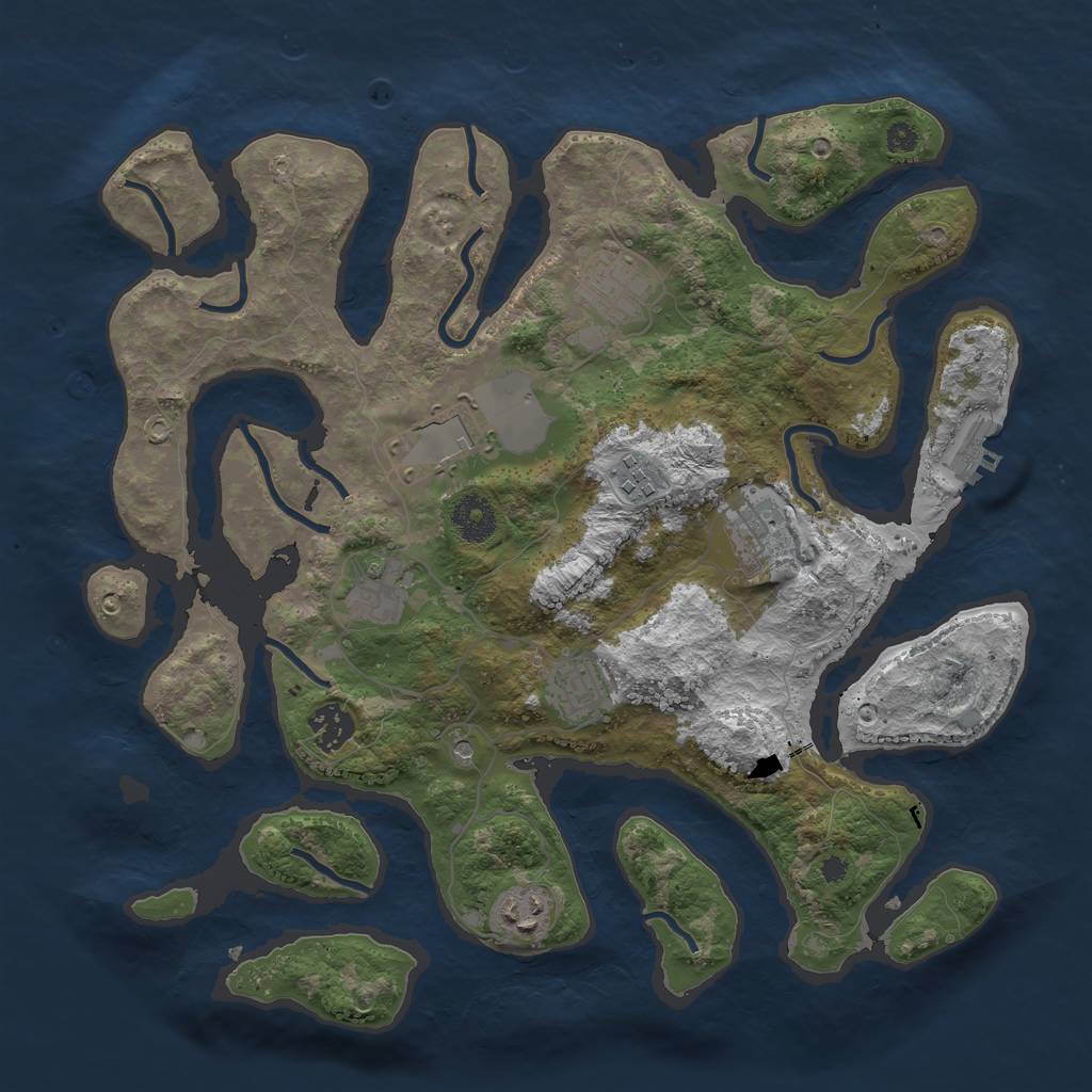 Rust Map: Procedural Map, Size: 3600, Seed: 1723, 12 Monuments