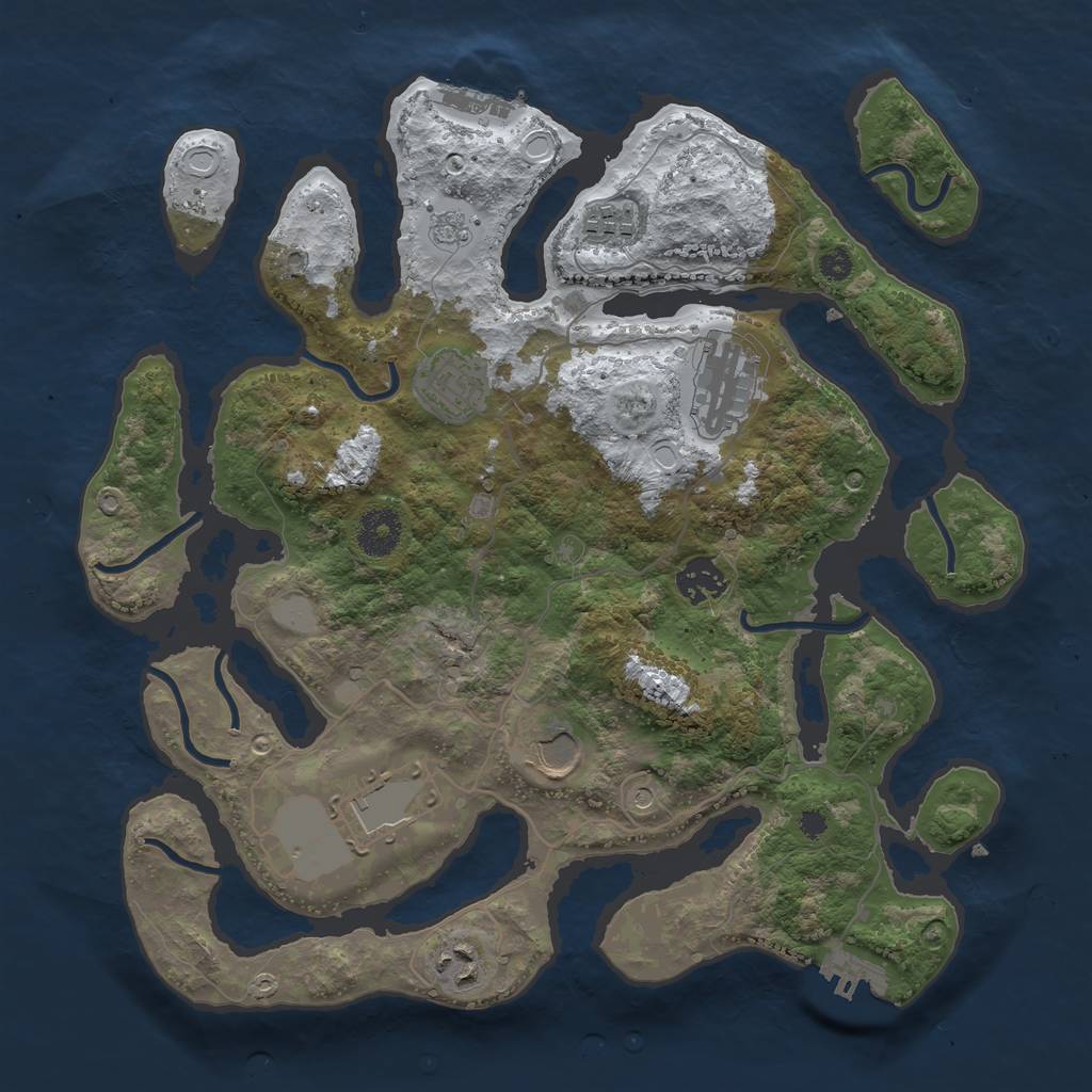 Rust Map: Procedural Map, Size: 3500, Seed: 214, 16 Monuments