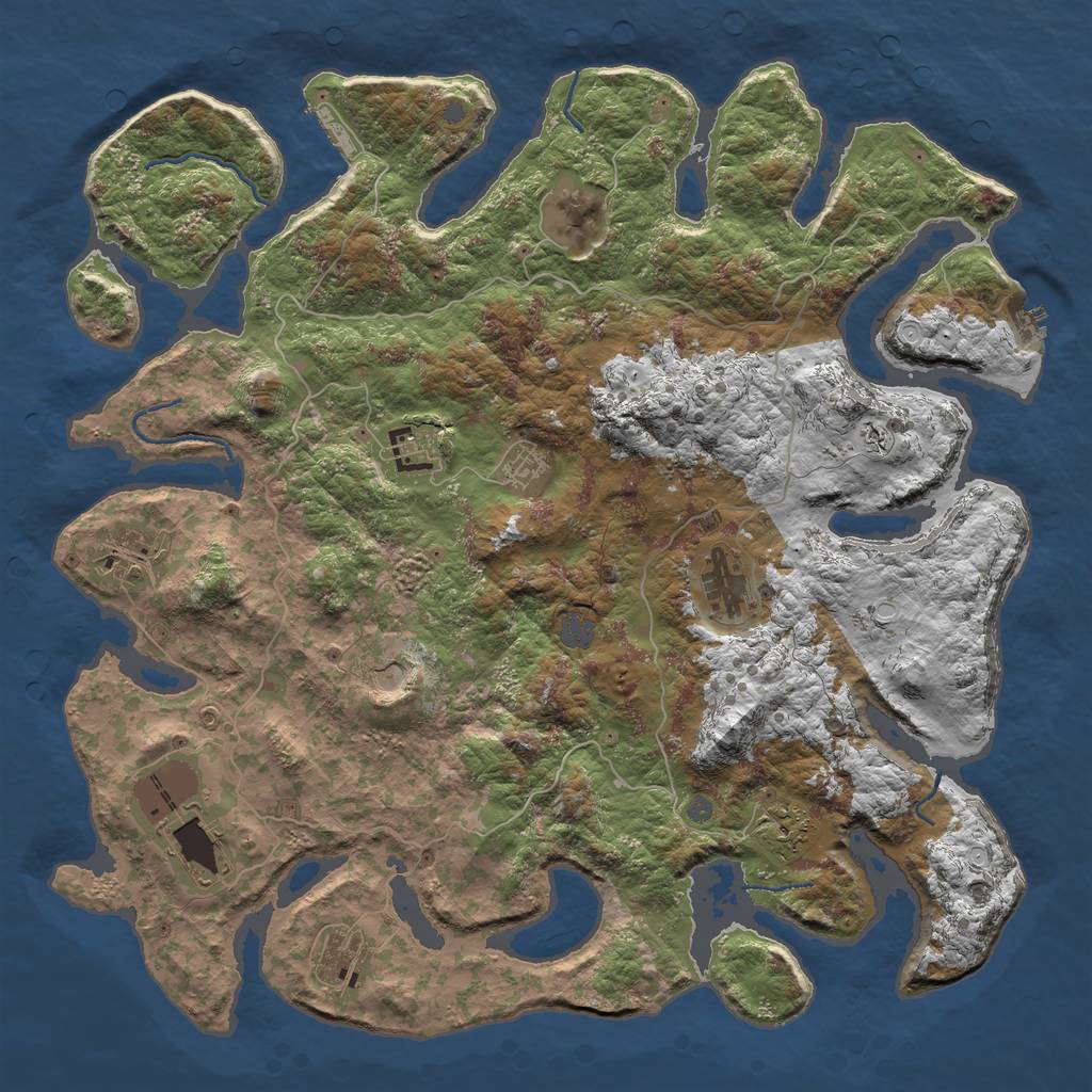 Rust Map: Procedural Map, Size: 4500, Seed: 1546, 16 Monuments