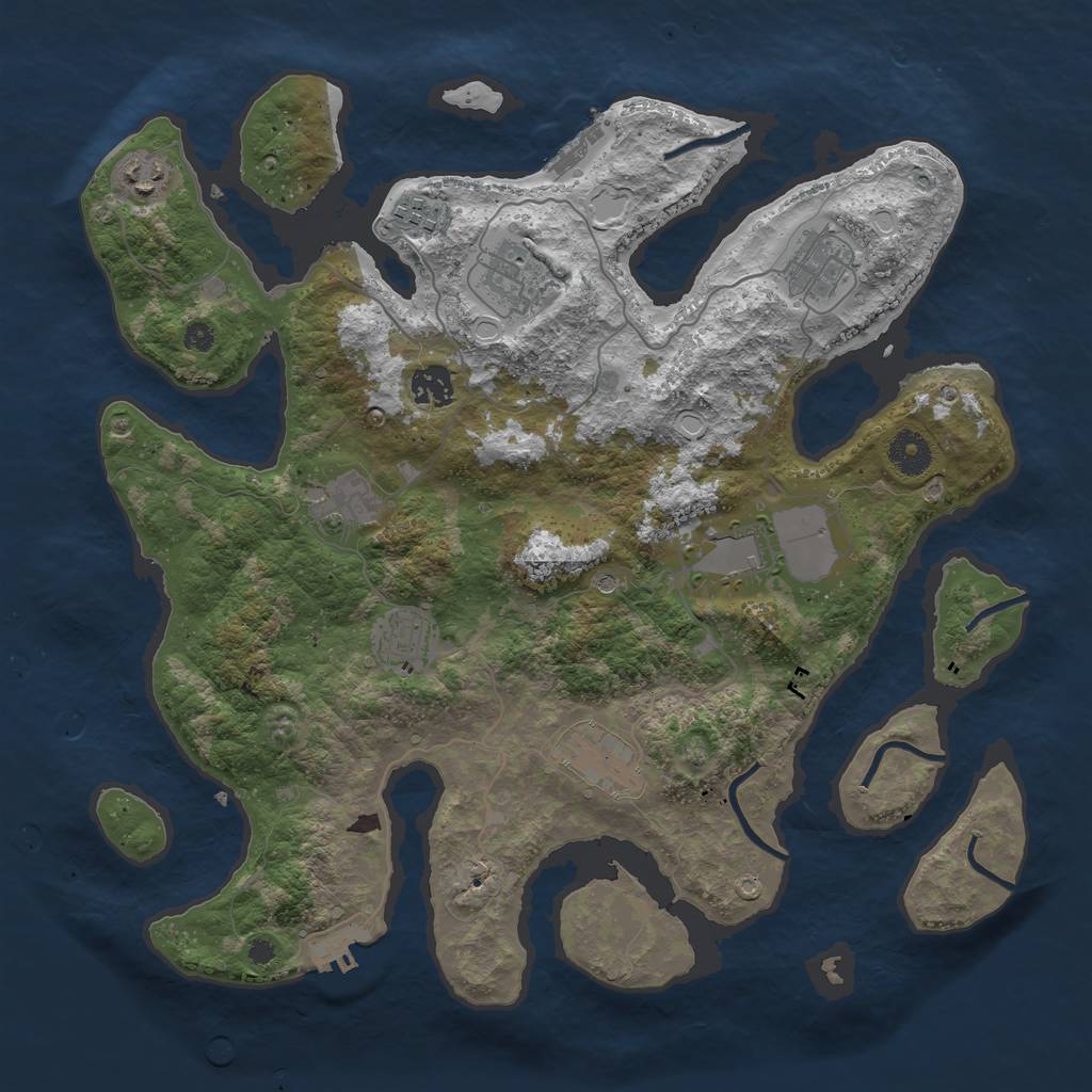 Rust Map: Procedural Map, Size: 3800, Seed: 1010, 17 Monuments