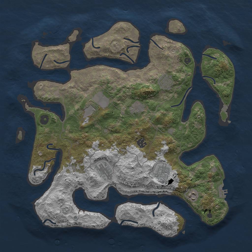 Rust Map: Procedural Map, Size: 4000, Seed: 30000, 11 Monuments