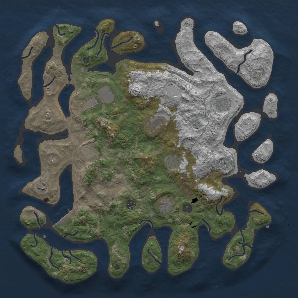 Rust Map: Procedural Map, Size: 4500, Seed: 625885, 16 Monuments