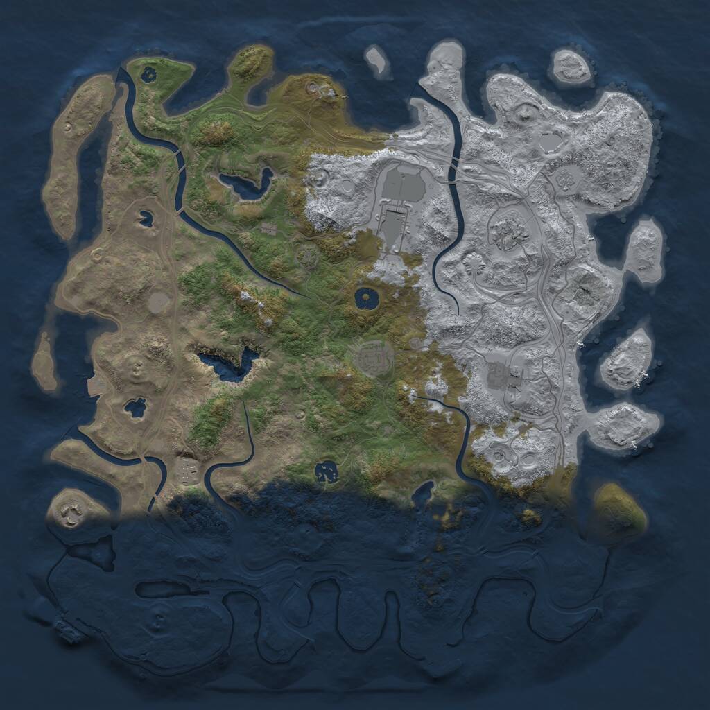 Rust Map: Procedural Map, Size: 4500, Seed: 625885, 13 Monuments