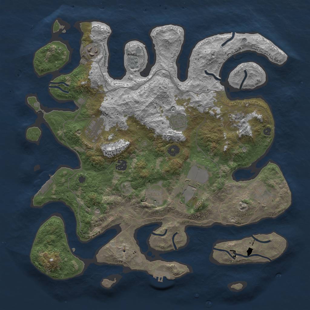 Rust Map: Procedural Map, Size: 4000, Seed: 1856739839, 14 Monuments