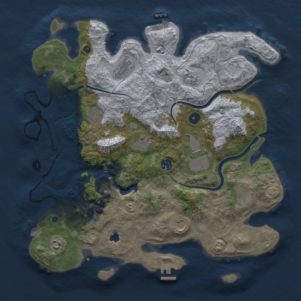 Rust Map: Procedural Map, Size: 4000, Seed: 1856739839, 17 Monuments
