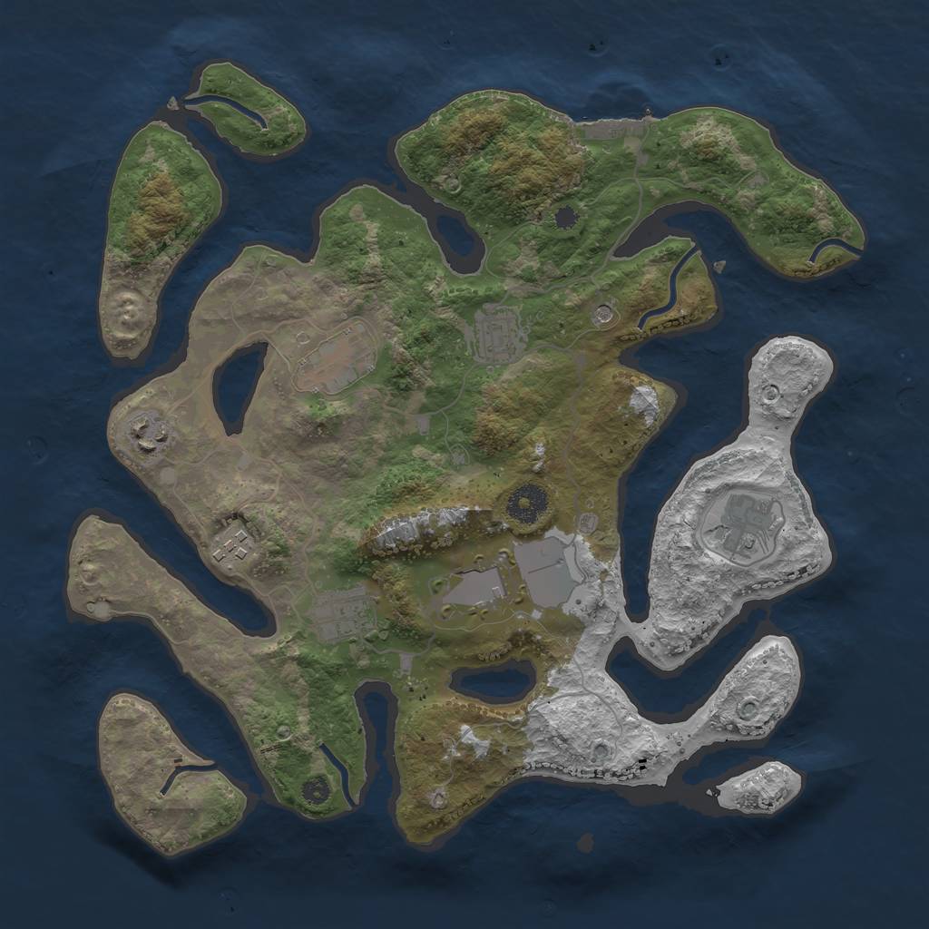 Rust Map: Procedural Map, Size: 3500, Seed: 101011, 11 Monuments