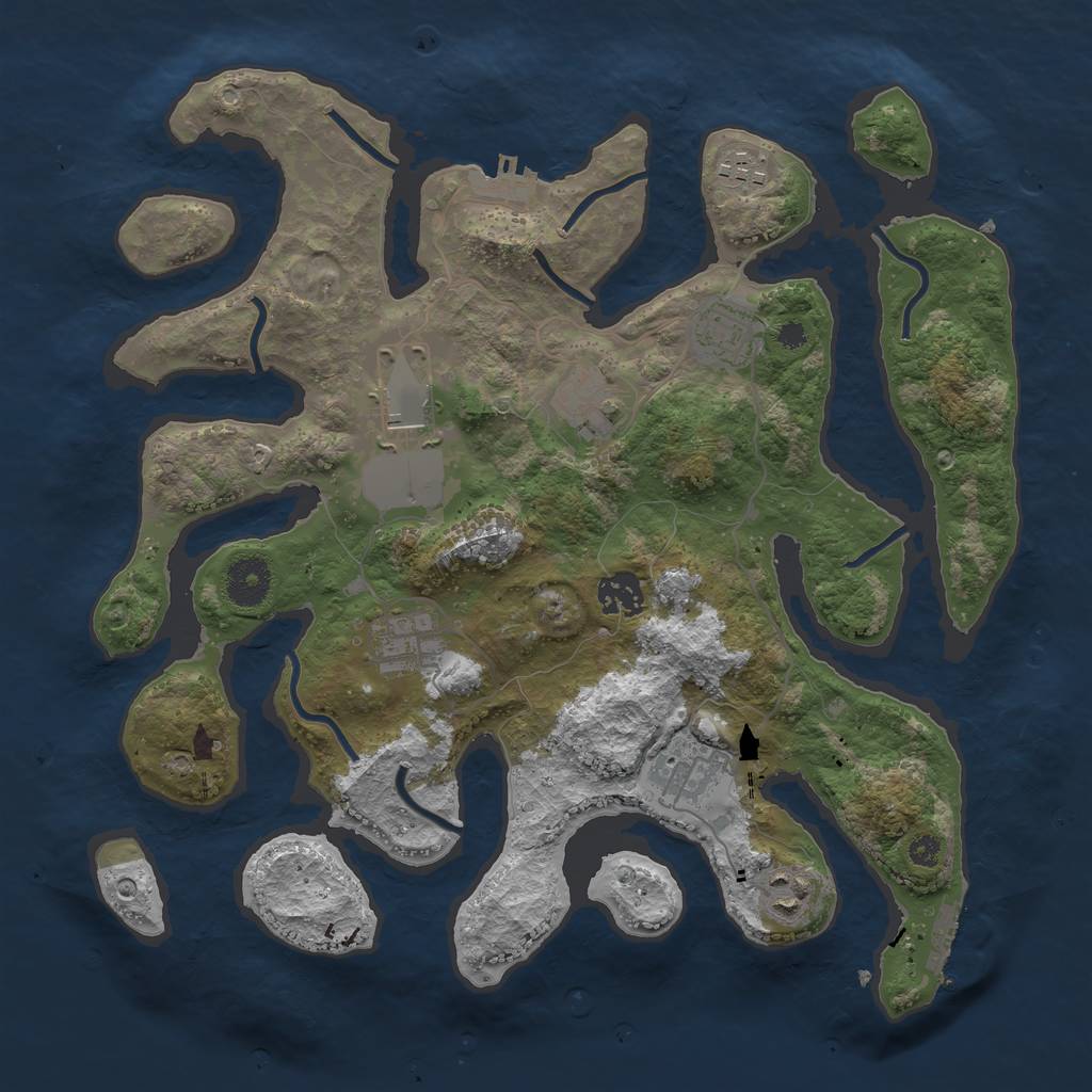 Rust Map: Procedural Map, Size: 3500, Seed: 56335665, 12 Monuments