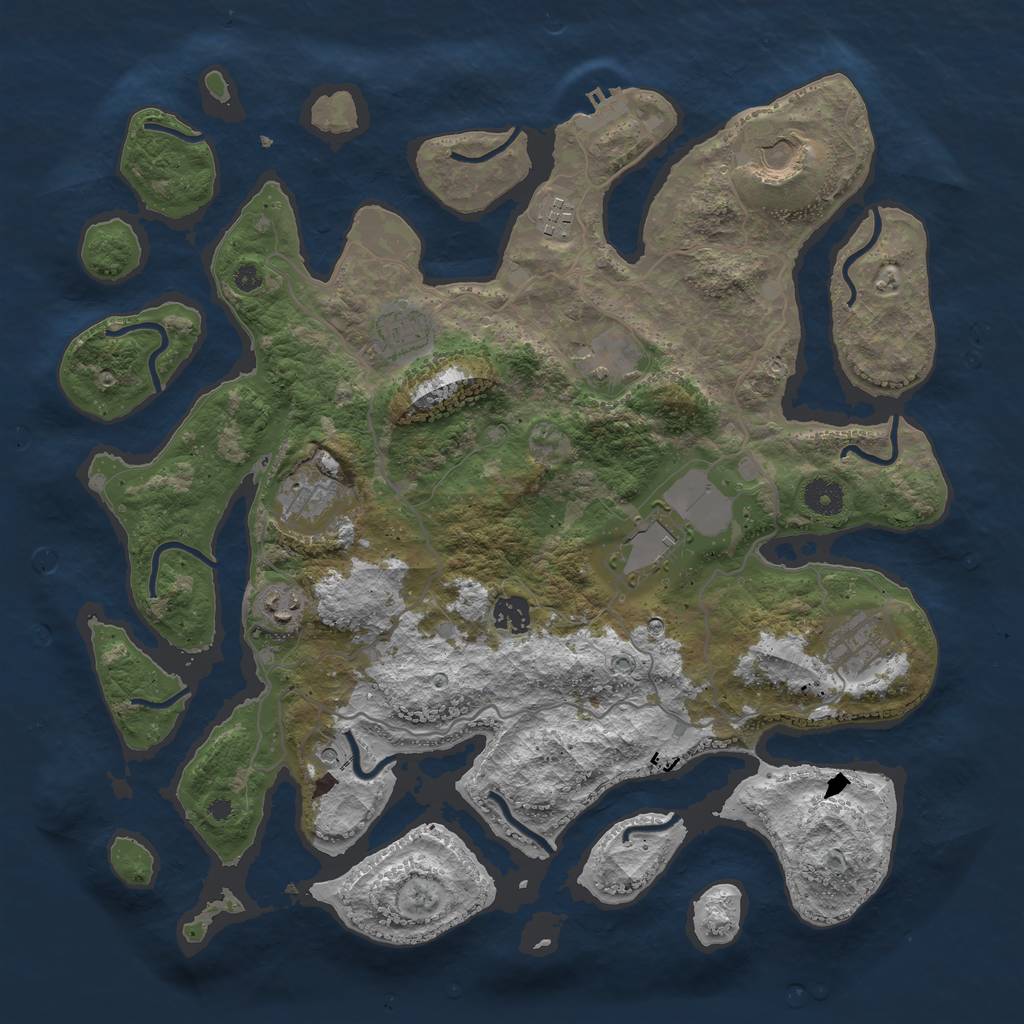 Rust Map: Procedural Map, Size: 4000, Seed: 1225, 13 Monuments