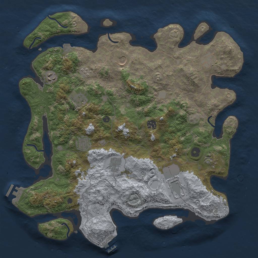 Rust Map: Procedural Map, Size: 4000, Seed: 534411413, 18 Monuments