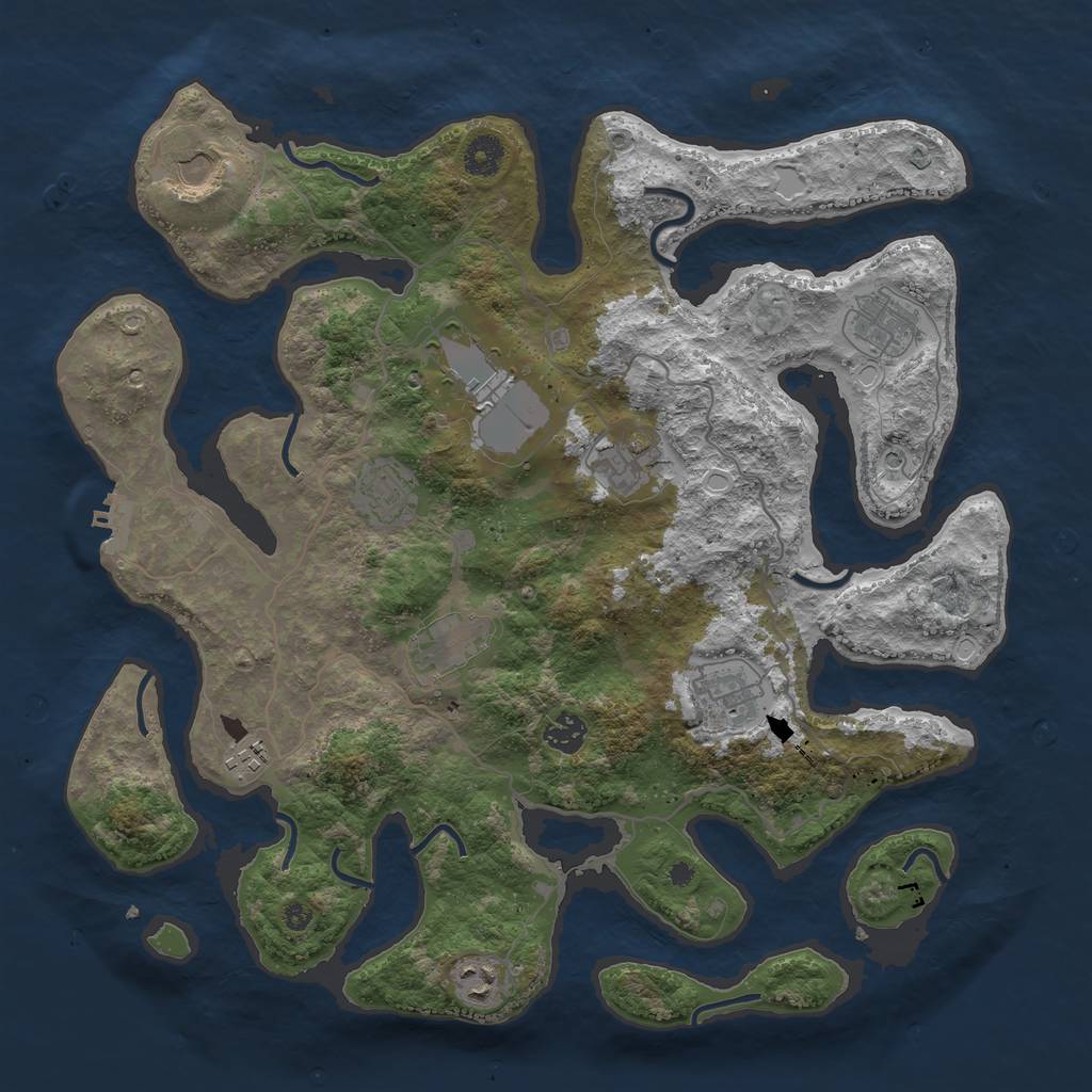 Rust Map: Procedural Map, Size: 4000, Seed: 1937150260, 20 Monuments