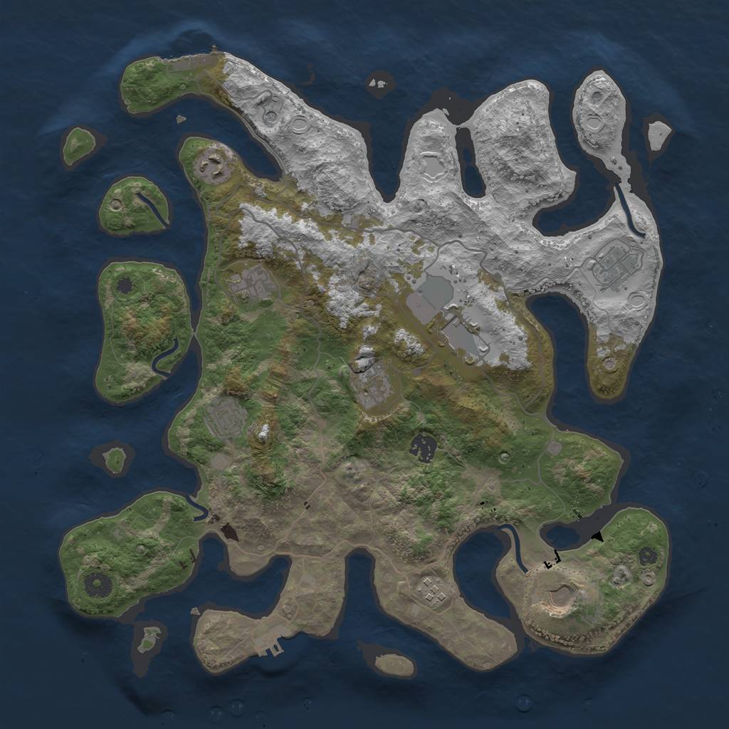 Rust Map: Procedural Map, Size: 4000, Seed: 1025, 20 Monuments