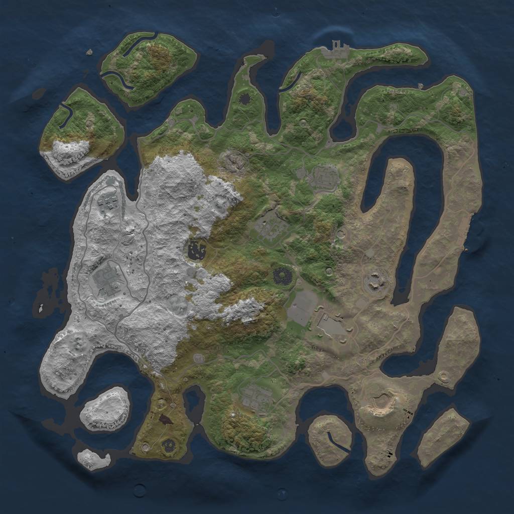 Rust Map: Procedural Map, Size: 4000, Seed: 71511, 14 Monuments