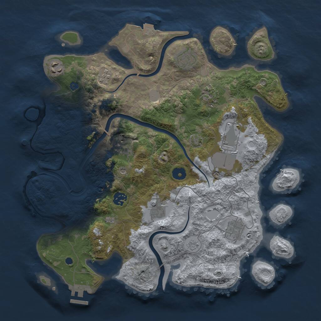 Rust Map: Procedural Map, Size: 3600, Seed: 101633, 14 Monuments
