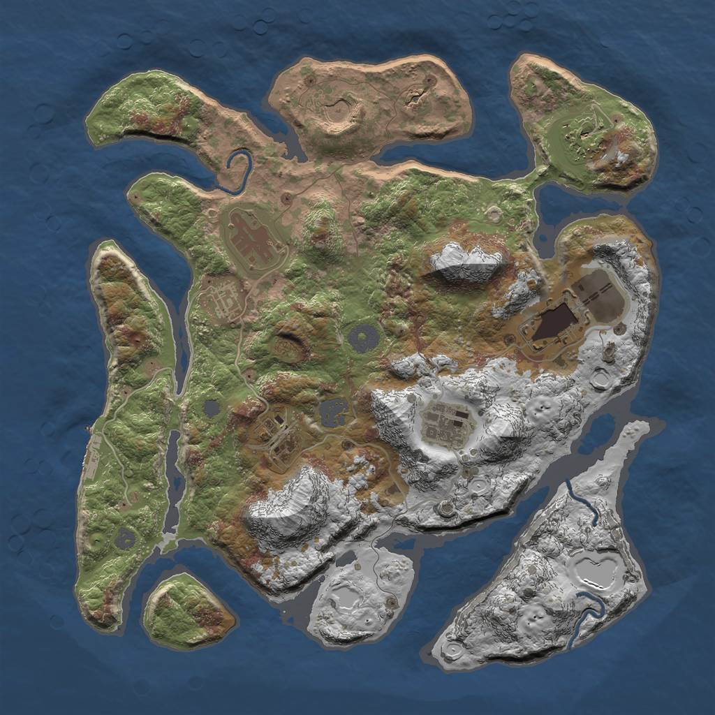 Rust Map: Procedural Map, Size: 3600, Seed: 101633, 13 Monuments