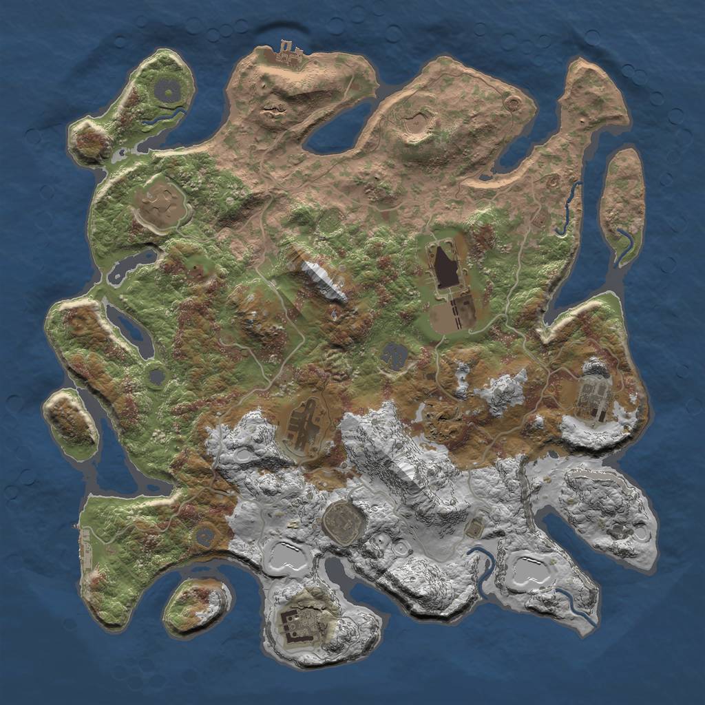 Rust Map: Procedural Map, Size: 4000, Seed: 54, 15 Monuments