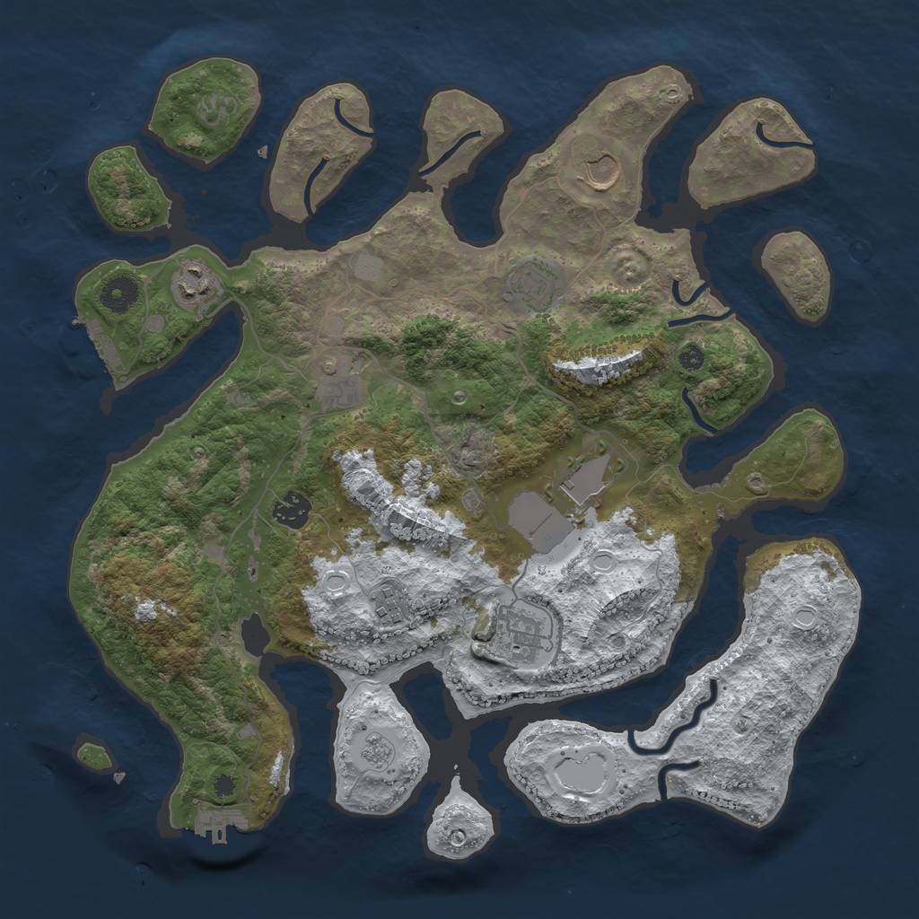 Rust Map: Procedural Map, Size: 3800, Seed: 50000, 16 Monuments