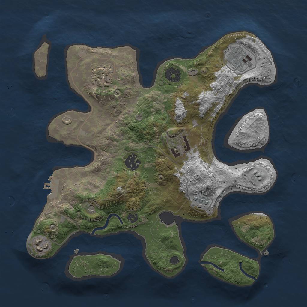 Rust Map: Procedural Map, Size: 3000, Seed: 57776644, 10 Monuments