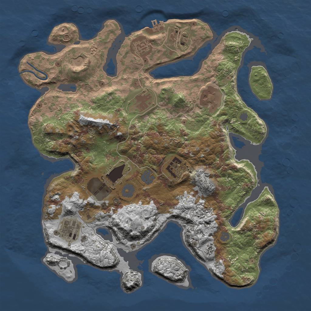 Rust Map: Procedural Map, Size: 3500, Seed: 1490, 14 Monuments